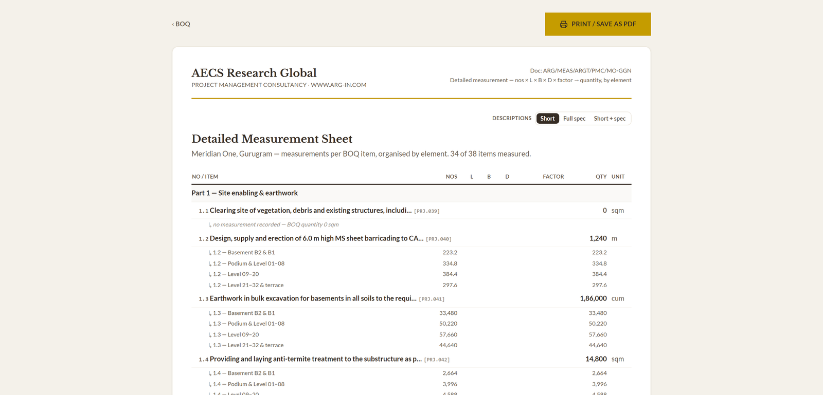 Module 01 · Measurement books & RA bills — a screen from the ArgAssure application