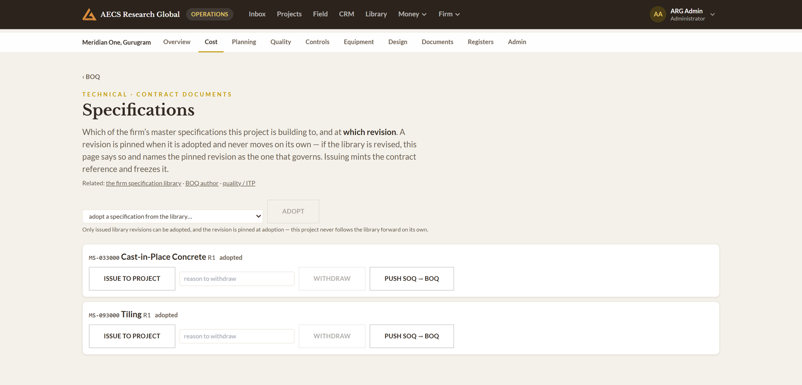 Module 03 · Technical specification — a screen from the ArgAssure application
