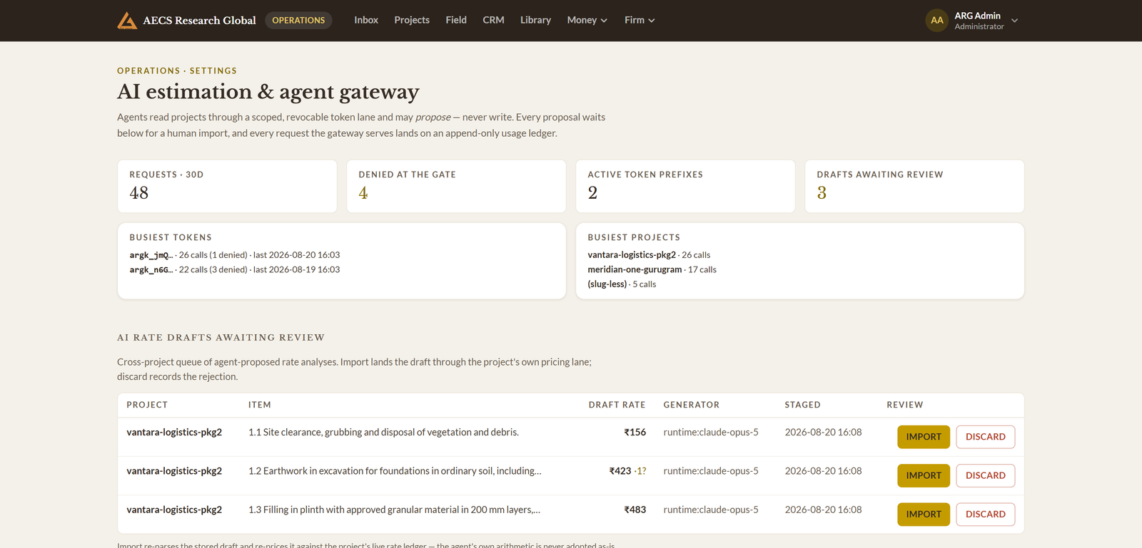 Module 06 · AI estimation agent — a screen from the ArgAssure application