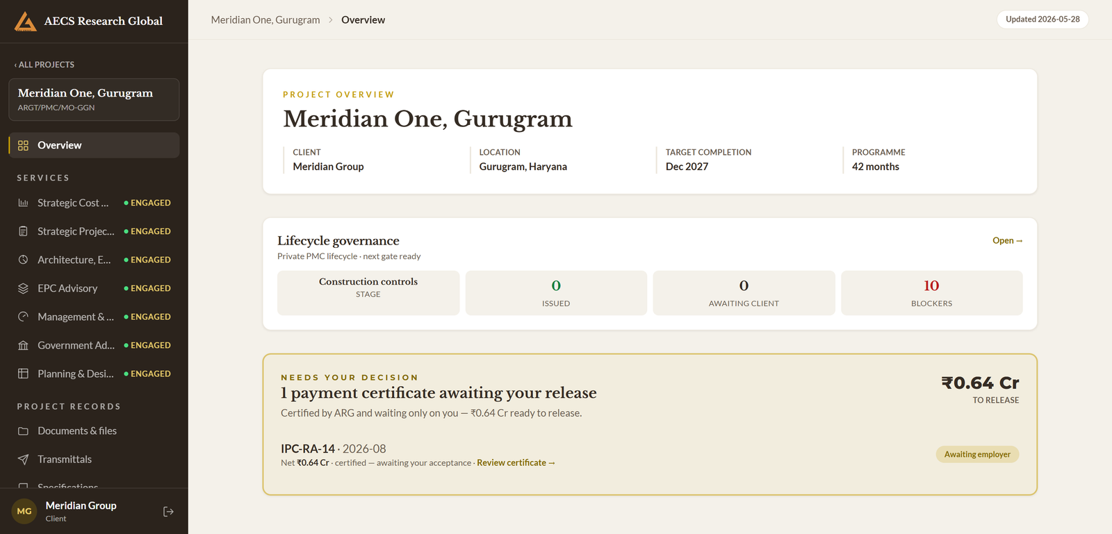 Module 01 · Lifecycle project cost — a screen from the ArgAssure application